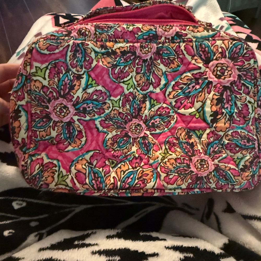 Vera Bradley Pink Cosmetic Bag with Quilted Paisley Design